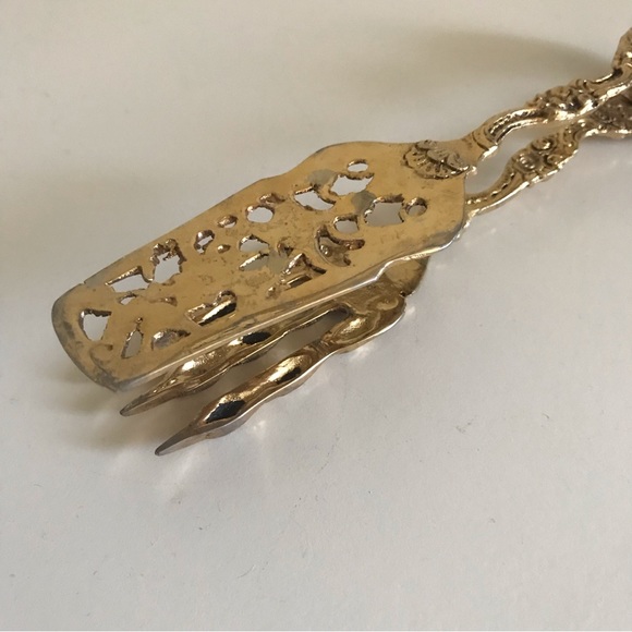 Antique Gold Plated Bird Claws Cake Tongs - Picture 10 of 10